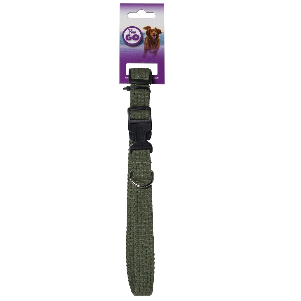 KW GO Halsbånd med Snaplås Grøn 2.5 x 45-65 cm - stilrent hundehalsbånd
